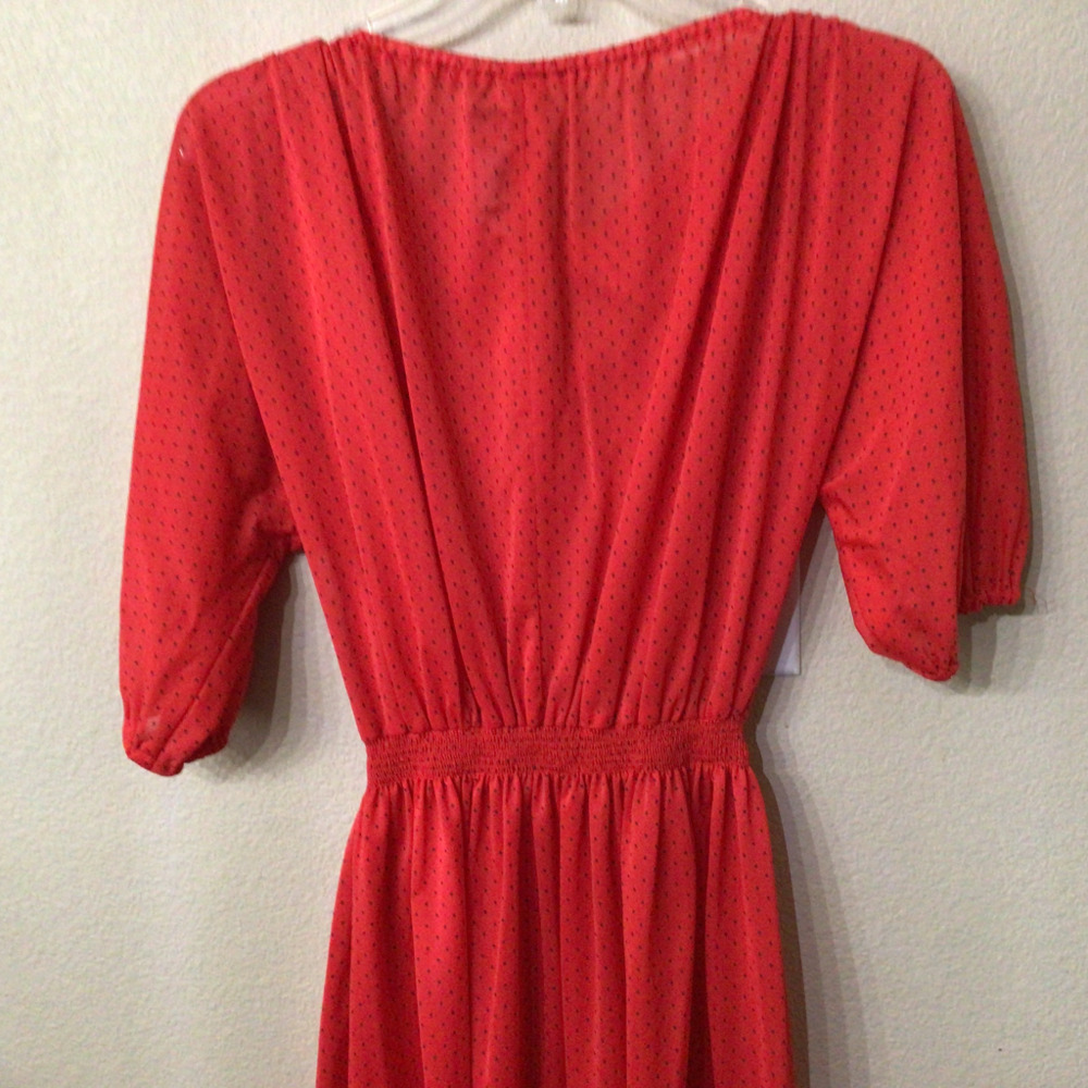 Vintage Strait  lane dress. Red with navy polka dots. Size 8 - Picture 4 of 9